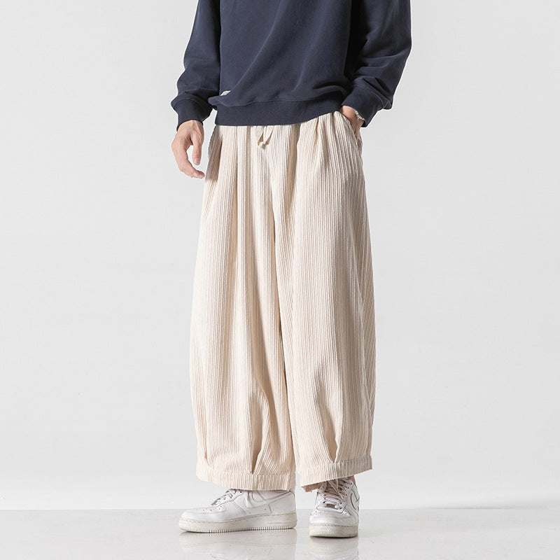 Men's Loose Casual Japanese Workwear Corduroy Harem Wide-leg Trousers