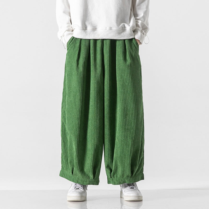 Men's Loose Casual Japanese Workwear Corduroy Harem Wide-leg Trousers