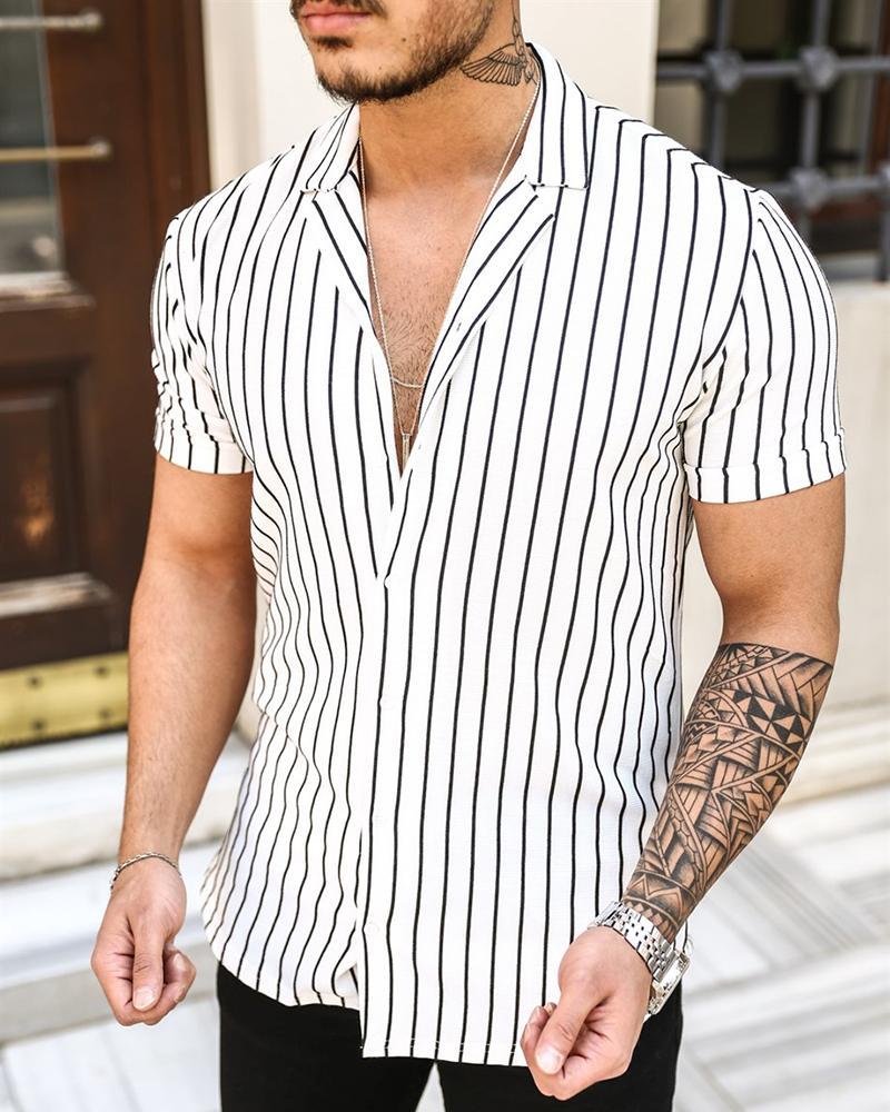 Lapel Cardigan Casual Short Sleeve shirt