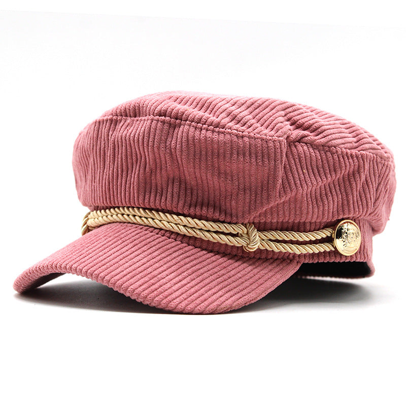 Solid Color Corduroy Octagonal Hat