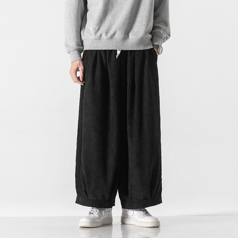 Men's Loose Casual Japanese Workwear Corduroy Harem Wide-leg Trousers
