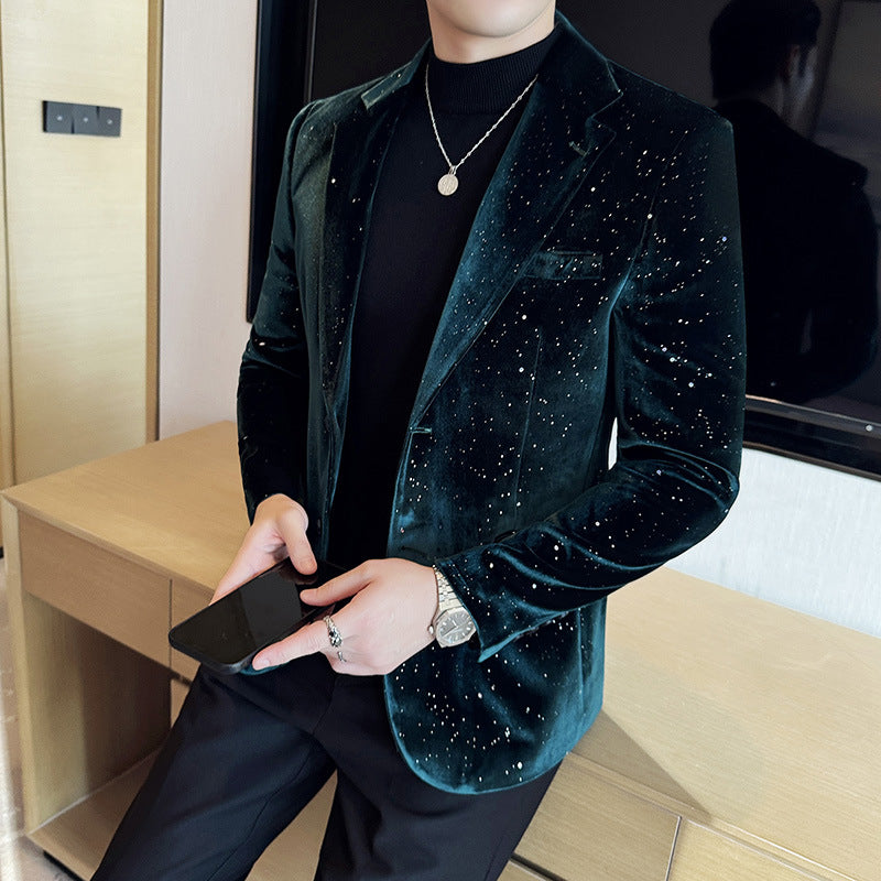 Men's Slim-fit Bronzing Stage Suit Jacket