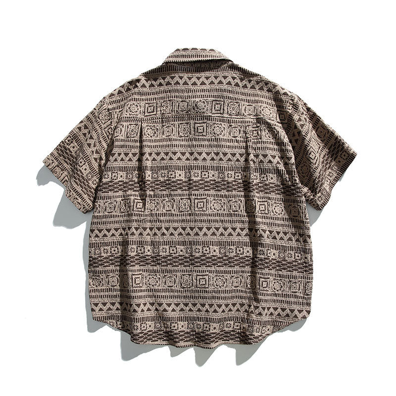 Retro Ethnic Style Short Sleeve Shirt For Men