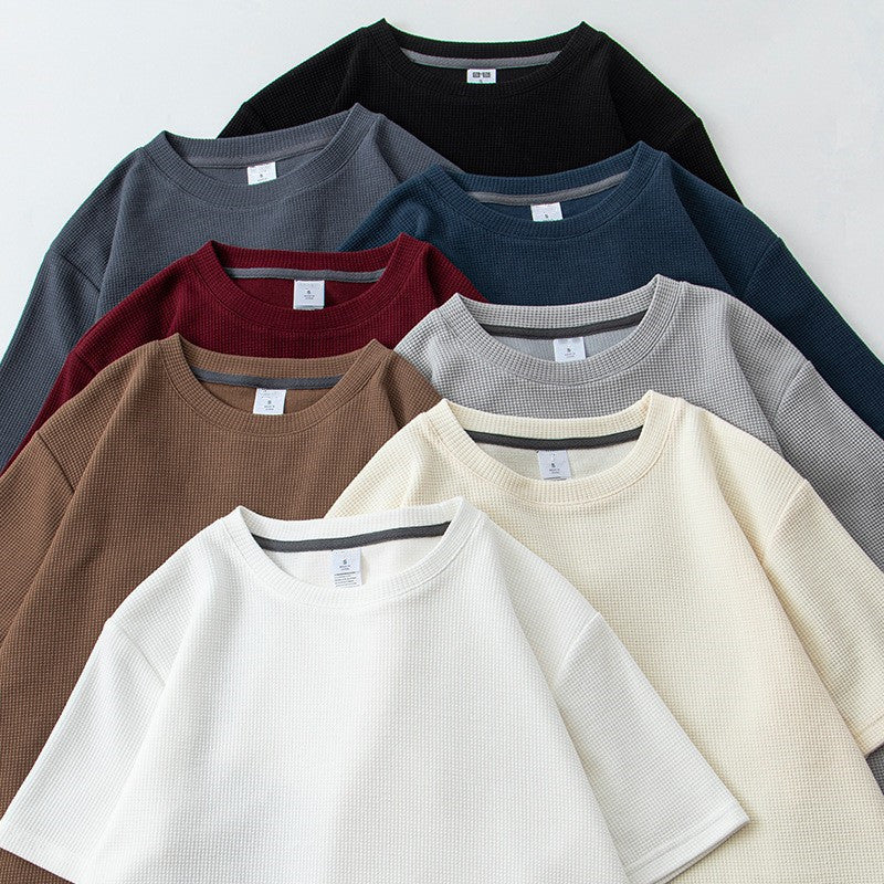 Summer Japanese Round Neck Half Sleeve Top Loose Casual Solid Color t-shirt