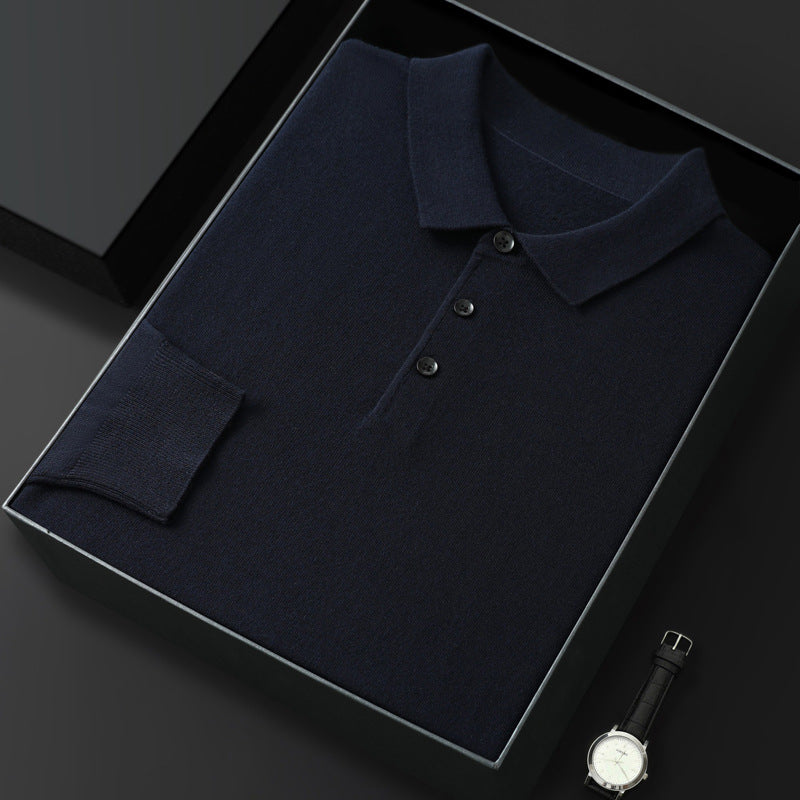 Spring And Autumn Fashion Casual Polo Collar Long-sleeved Sweater Men