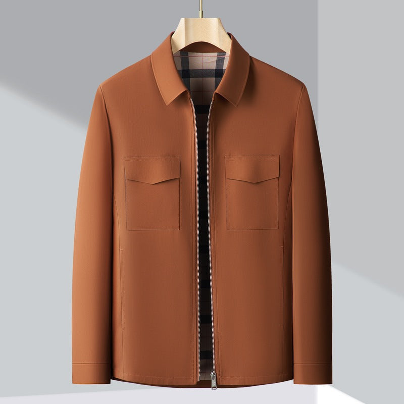 Polo Collar Straight Zipper jacket men