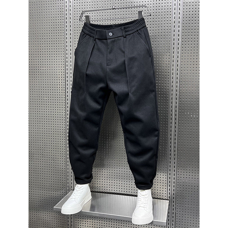 Autumn And Winter Draping Woolen Wide-leg Pants Men