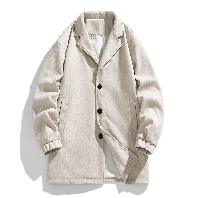Men's Casual Loose Mid-length Woolen Trench Coat
