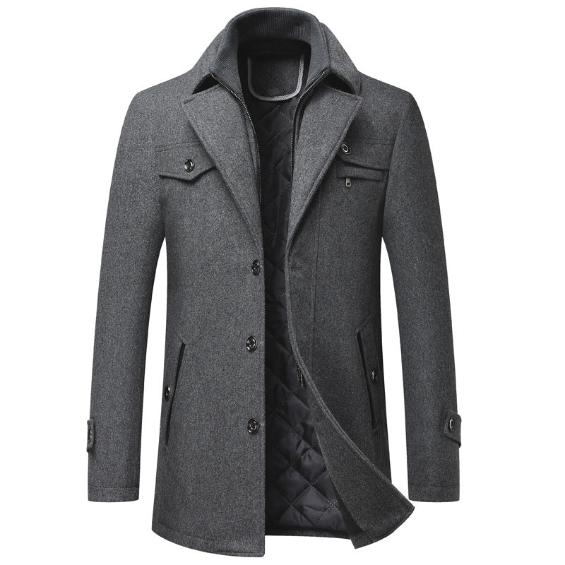 Men's Woolen Thickened Overcoat