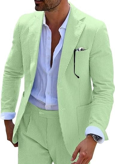 Men's Two-piece Suit Seersucker Summer suit