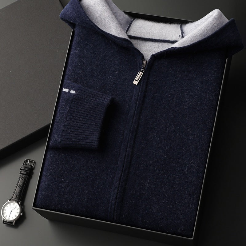 Men's Cashmere Thickened Half-high Collar Zipper Cardigan Sweater