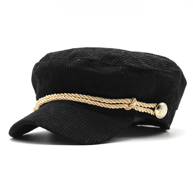 Solid Color Corduroy Octagonal Hat