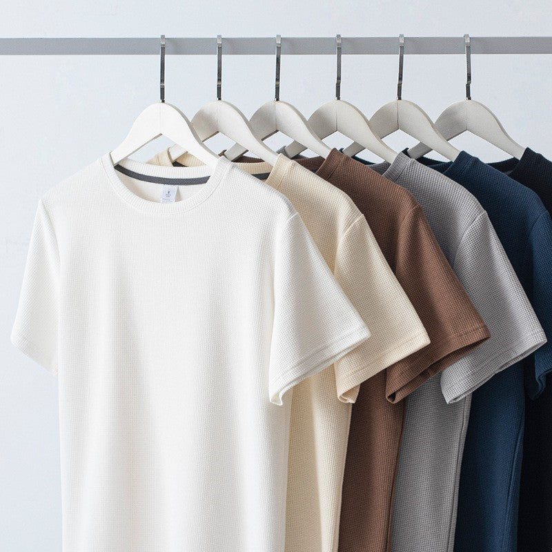 Summer Japanese Round Neck Half Sleeve Top Loose Casual Solid Color t-shirt