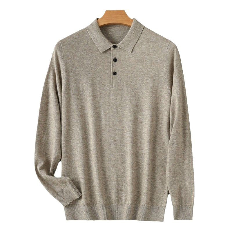 Spring And Autumn Fashion Casual Polo Collar Long-sleeved Sweater Men
