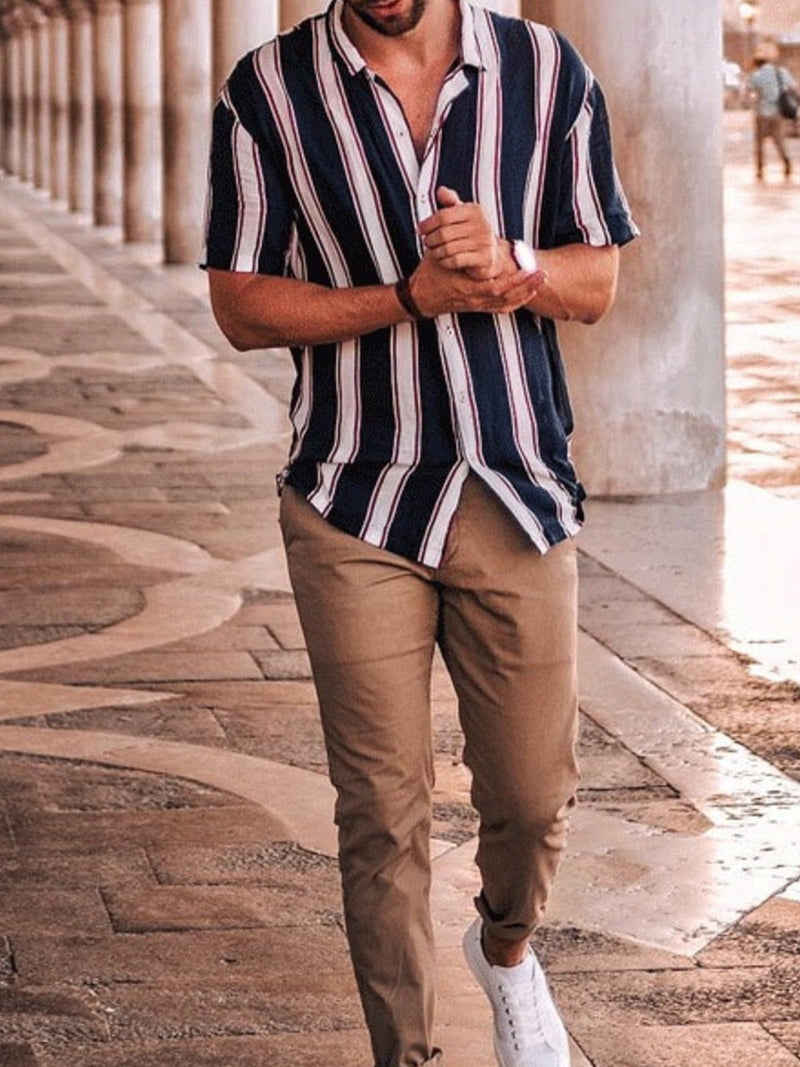 Lapel Cardigan Casual Short Sleeve shirt