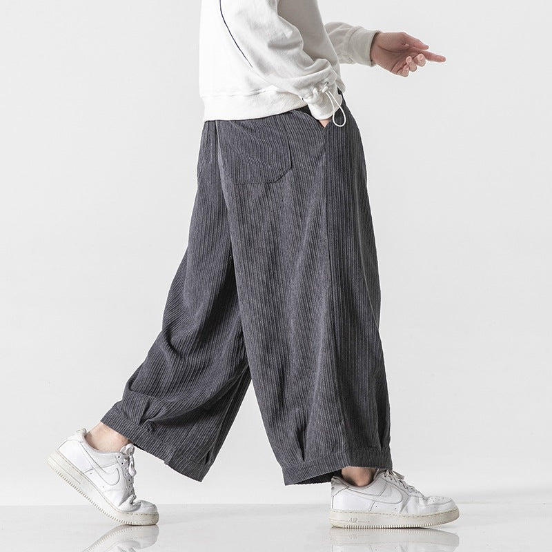 Men's Loose Casual Japanese Workwear Corduroy Harem Wide-leg Trousers