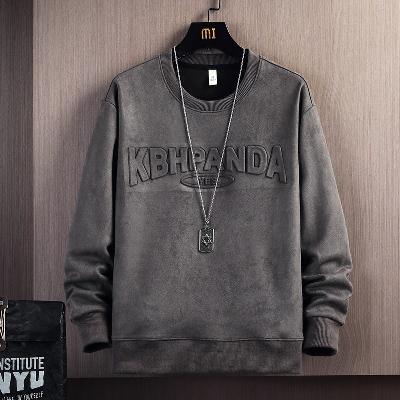 Suede Round Neck Loose Casual Sweater