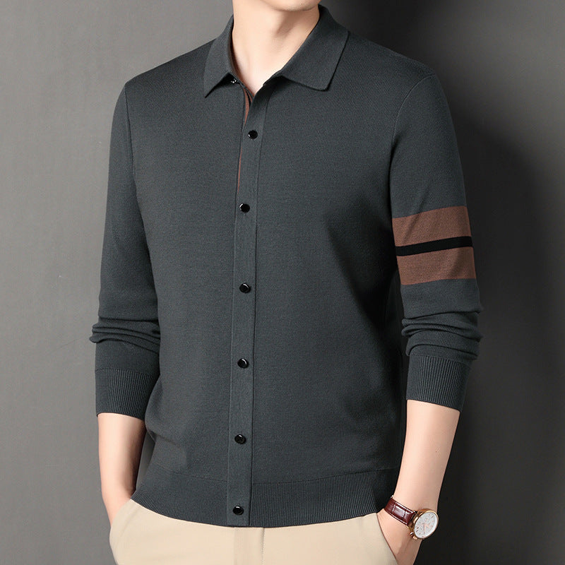 Lapel Long-sleeve Cardigan Sweater