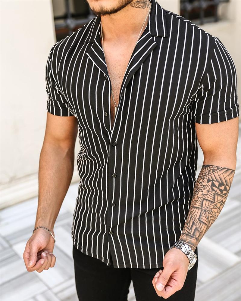 Lapel Cardigan Casual Short Sleeve shirt