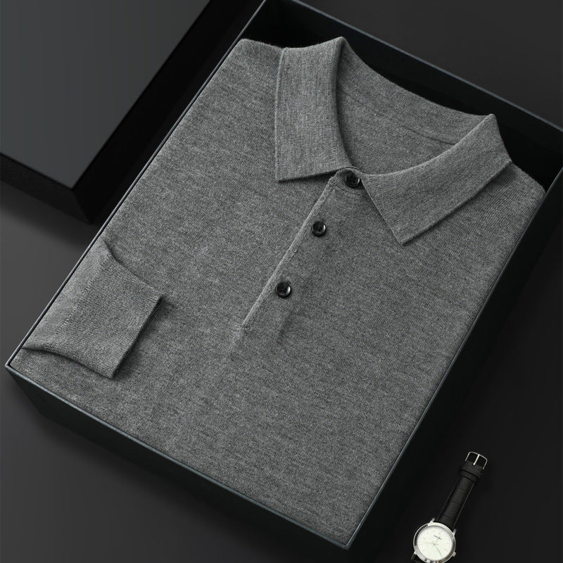 Spring And Autumn Fashion Casual Polo Collar Long-sleeved Sweater Men