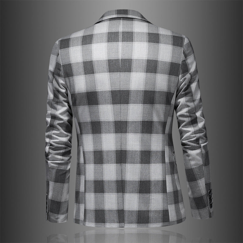 Men's Casual Suit Jacket Plaid Three-dimensional Slim Fit blazer