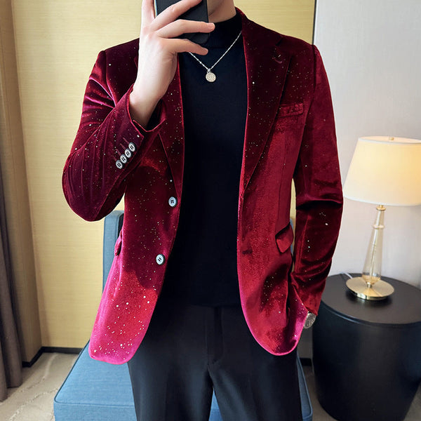 Men's Slim-fit Bronzing Stage Suit Jacket