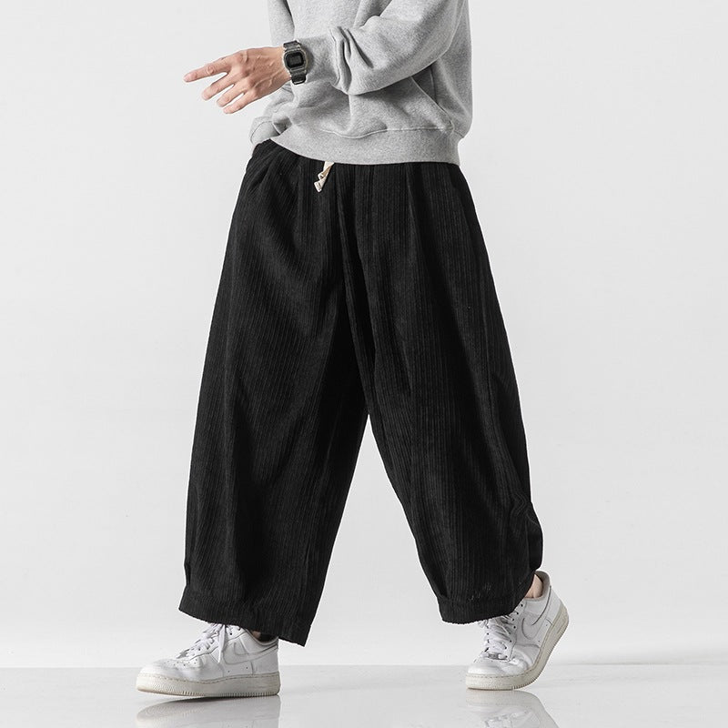 Men's Loose Casual Japanese Workwear Corduroy Harem Wide-leg Trousers