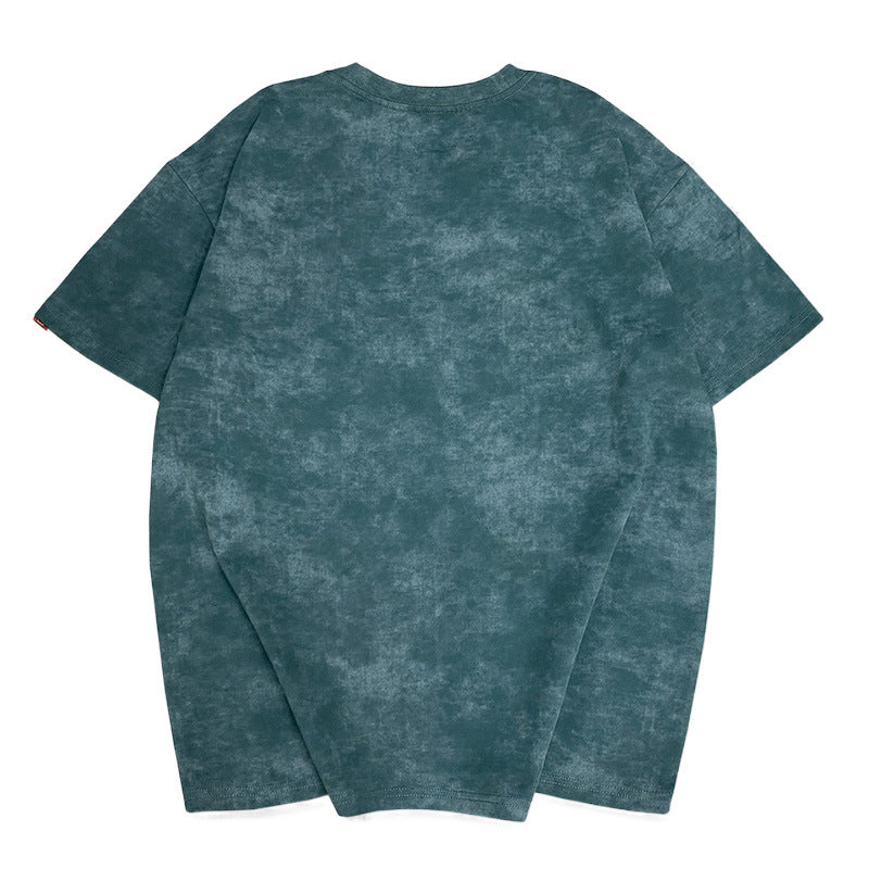Embroidered Crew Neck Short Sleeve Washed t-shirt