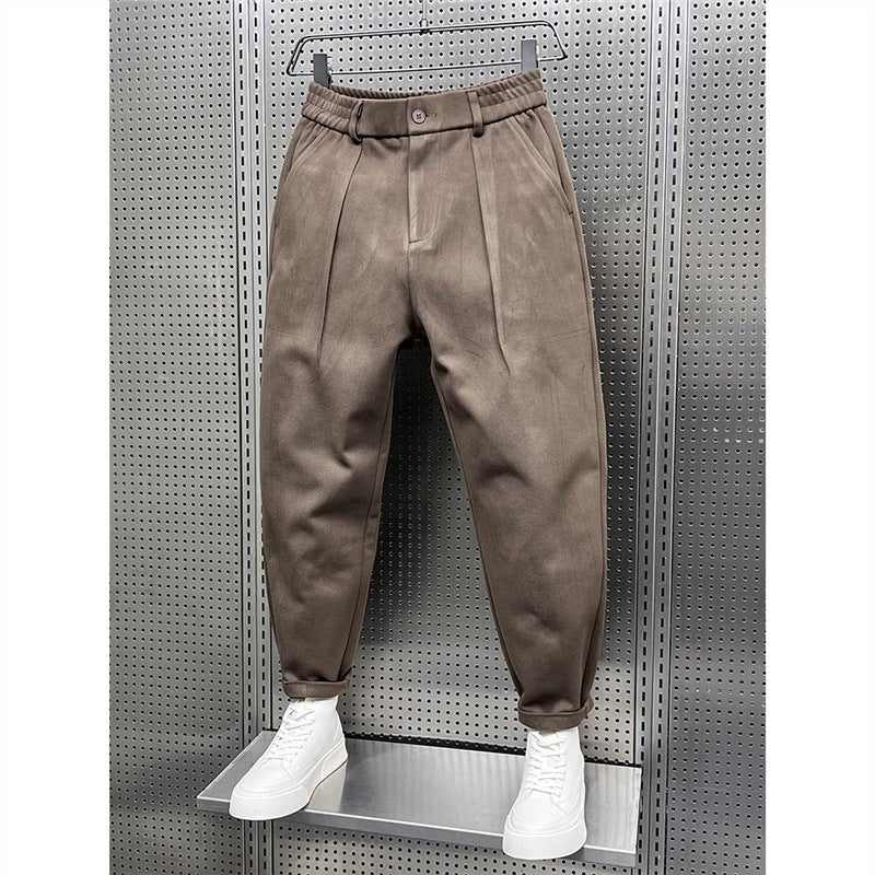 Autumn And Winter Draping Woolen Wide-leg Pants Men