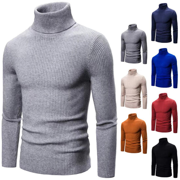 Men's Solid Color Turtleneck Slim Fit Sweater