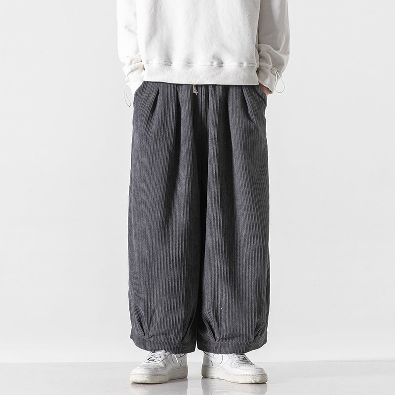 Men's Loose Casual Japanese Workwear Corduroy Harem Wide-leg Trousers