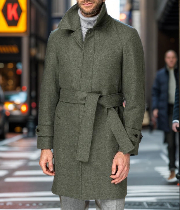 Men's Raglan Sleeves Woolen Coat
