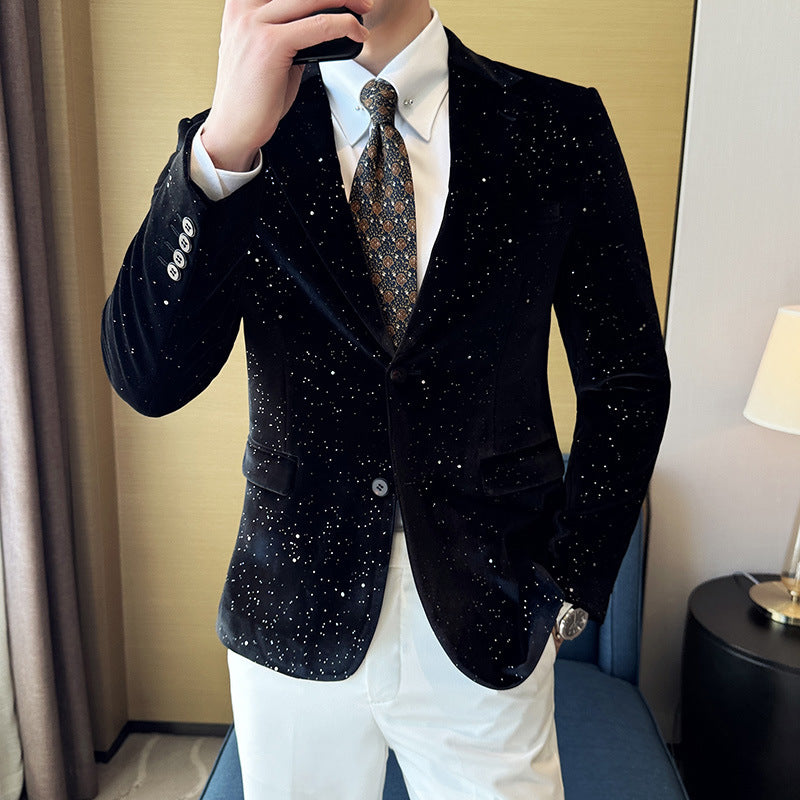 Men's Slim-fit Bronzing Stage Suit Jacket