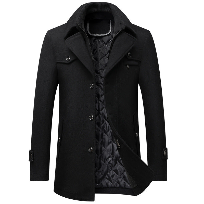 Men's Woolen Thickened Overcoat