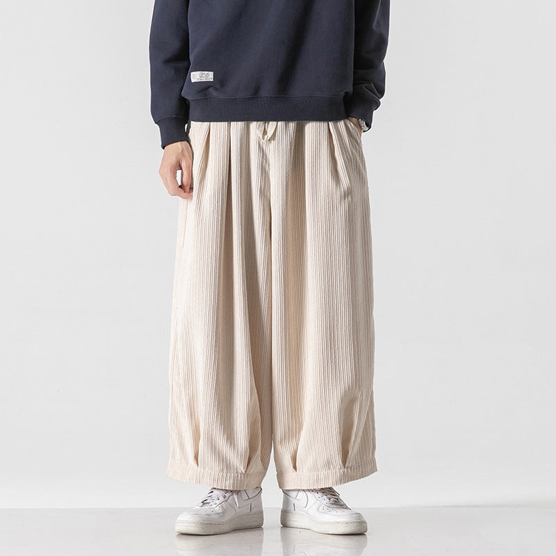 Men's Loose Casual Japanese Workwear Corduroy Harem Wide-leg Trousers