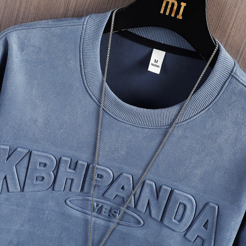 Suede Round Neck Loose Casual Sweater