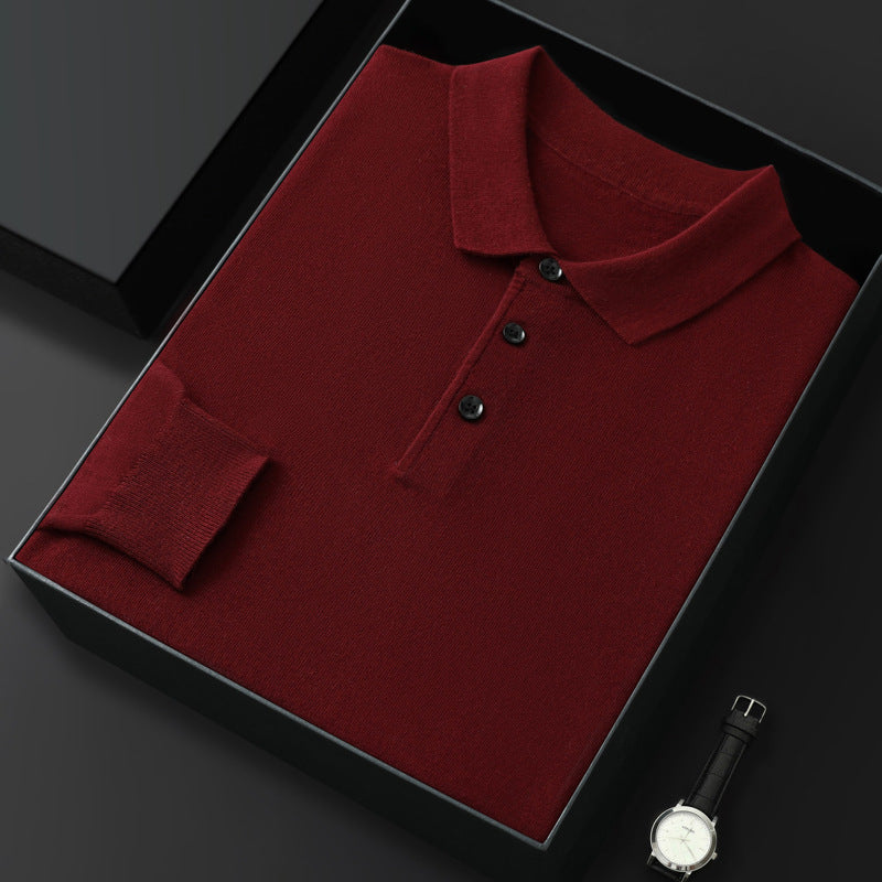 Spring And Autumn Fashion Casual Polo Collar Long-sleeved Sweater Men