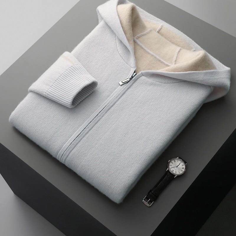 Men's Cashmere Thickened Half-high Collar Zipper Cardigan Sweater