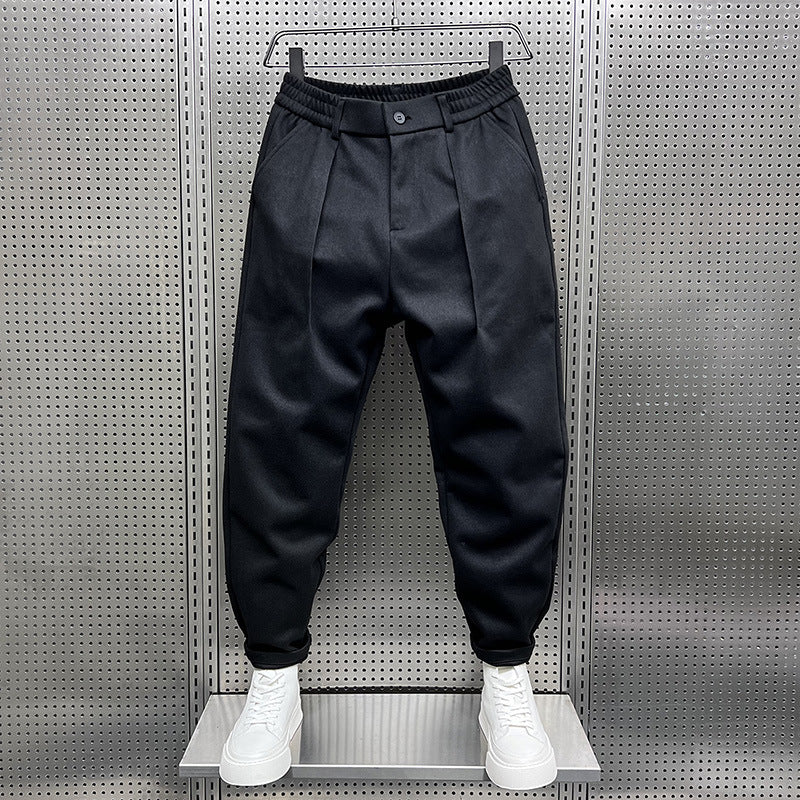 Autumn And Winter Draping Woolen Wide-leg Pants Men