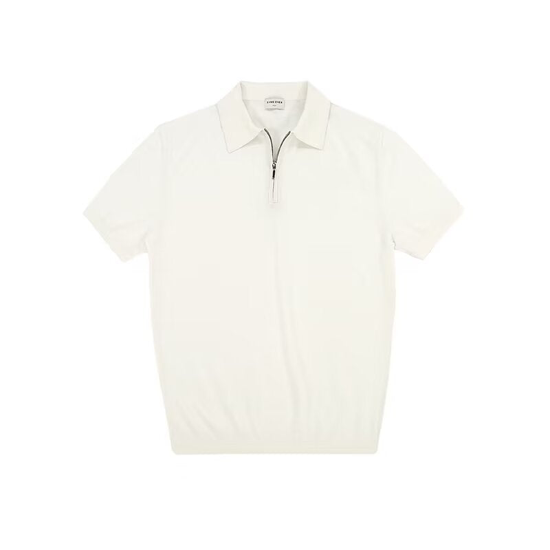 Light Luxury Zipper Lapel Short Sleeve Polo Shirt