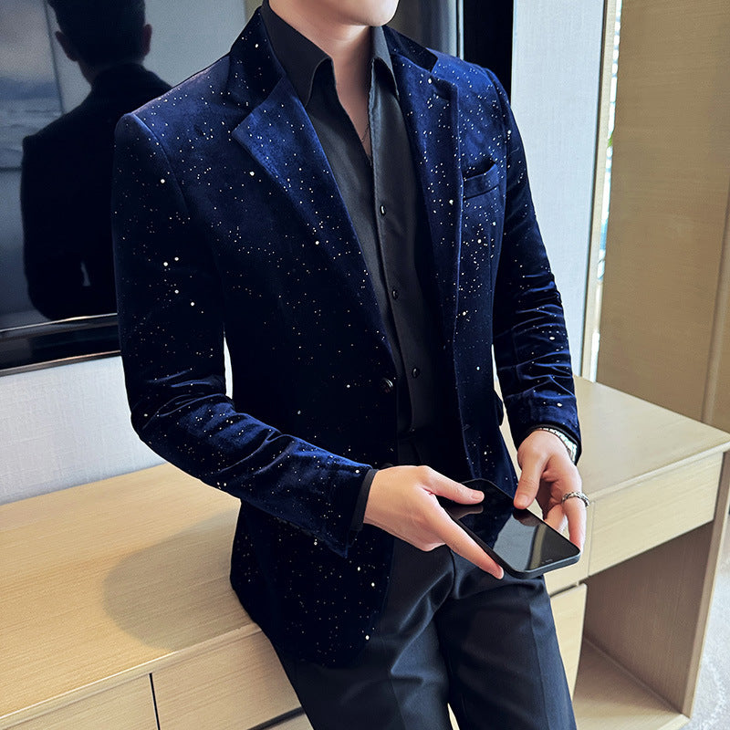 Men's Slim-fit Bronzing Stage Suit Jacket