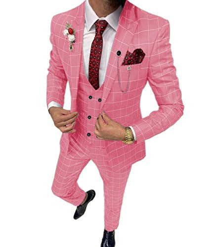 Men's Simple Versatile Lattice Three-piece Suit