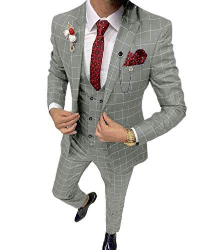 Men's Simple Versatile Lattice Three-piece Suit