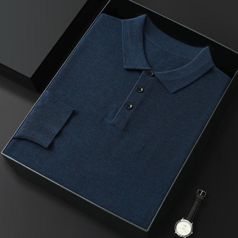 Spring And Autumn Fashion Casual Polo Collar Long-sleeved Sweater Men