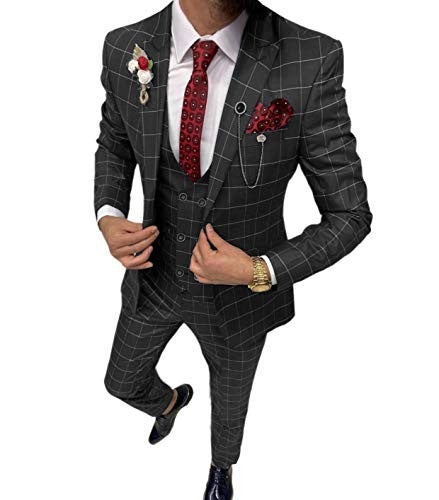 Men's Simple Versatile Lattice Three-piece Suit