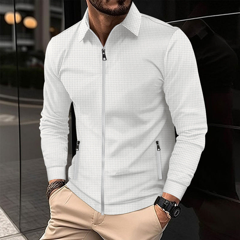 Lapel Long Sleeve Zipper Men's Jacket