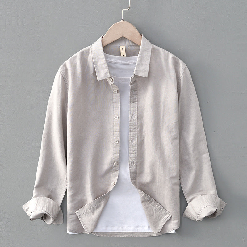 Spring And Summer Cotton Linen Long Sleeve shirt