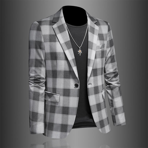Men's Casual Suit Jacket Plaid Three-dimensional Slim Fit blazer