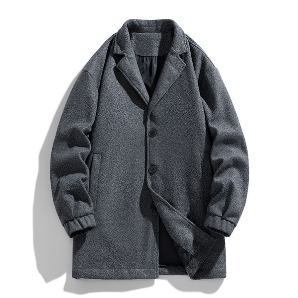 Men's Casual Loose Mid-length Woolen Trench Coat