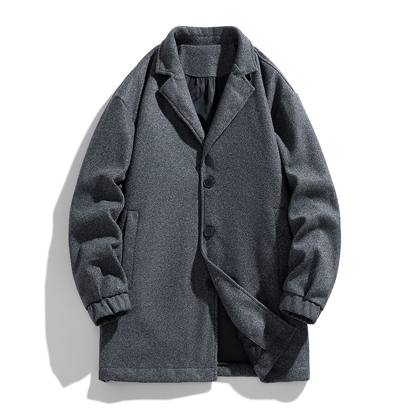 Men's Casual Loose Mid-length Woolen Trench Coat